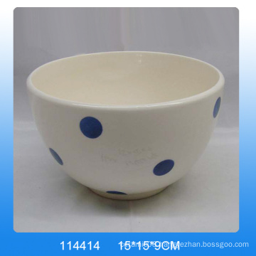 Handpainting ceramic dolomites bowl with white dot for kitchen